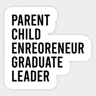 Parent Child Enreoreneur Graduate Leader Sticker